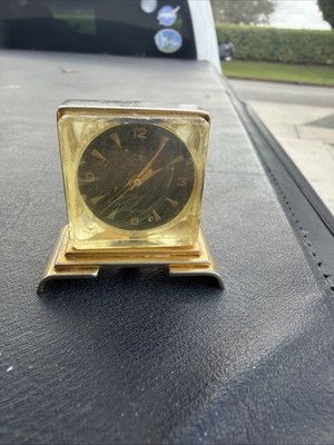 VTG Hilton Jeweled Antimagnetic Miniature Skeleton Clock Swiss (Works) Rare