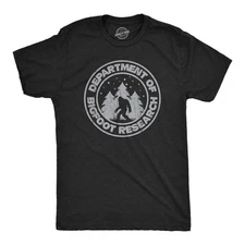 Mens Department Of Bigfoot Research T Shirt Funny Sasquatch Search Tee for Guys