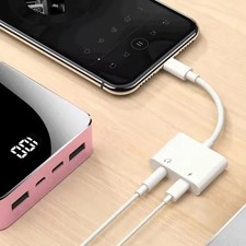 2 in 1 Dual Adapter 3.5mm Headphone  Charger For iPhone 8 PLUS X XS XR 11 12 13