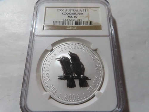 Q84 Australia 2006 SILVER 1oz Dollar "Kookaburra" NGC MS-70