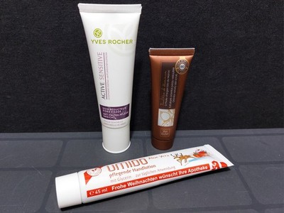 Yves Rocher Antifalten Gesicht Peeling Körper Hand Creme- 3er Set