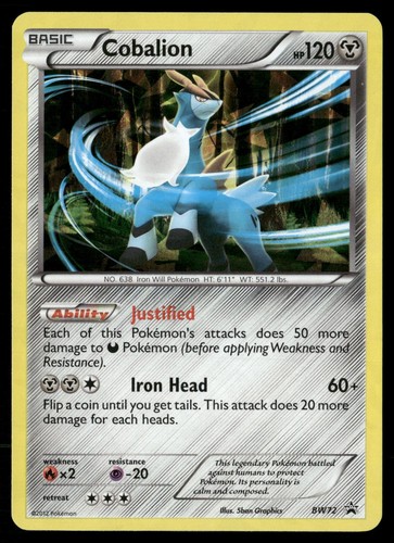 Pokemon Cobalion Black And White Promo Holo BW72 Promo Lightly Played