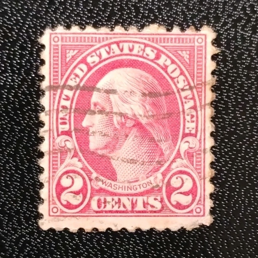 United States 2 Cent Red Used Postage Stamp George Washington Historical Figure