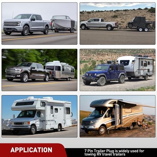  RV 7 Pin Trailer Plug Splice-in Heavy Duty Male End 7 RV Standard 7 Way Plug