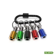 Steel 5PCS 1/4" Hex Shank Screwdriver Bit Holder Keychain, 5 Colors