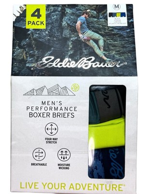 Eddie Bauer 4-Pack Performance Men's Boxer Briefs MEDIUM 32-34 Blue Black Lime