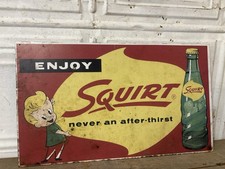 Rare Vintage Squirt Soda Sign General Store Antique Can Advertising Cola 7up