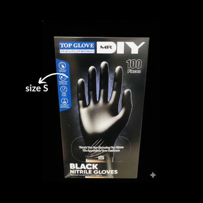 10 BOX - Black Nitrile Gloves 100Pieces Top Glove Size S
