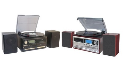 TechPlay ODC128BT Wood Stereo Record Player Turntable Bluetooth CD Cassette