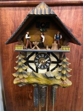 Vintage GERMAN MUSICAL Cuckoo Clock with Man chopping And Men Sawing