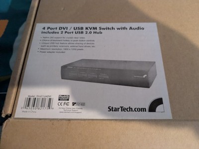 StarTech 4 Port DVI USB KVM Switch w/Audio + 2 Port USB 2.0 HUB - NEW