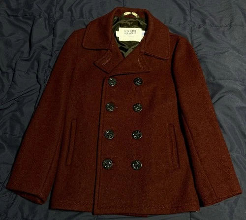 Schott Vintage Burgundy Peacoat - product listing photo