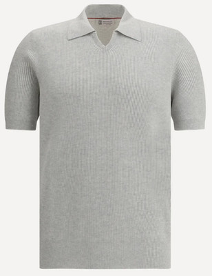 $1,300 BRUNELLO CUCINELLI Cotton English Rib Knit Polo Shirt 50 M Medium Italy