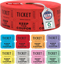 2,000 Red Raffle Tickets Double Roll, Premium Quality 50/50 Raffle Tickets, Tick