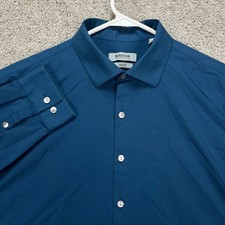 Kenneth Cole Reaction Men's Blue Slim Fit Stretch Dress Shirt XL 17 32/33