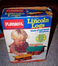 Vintage Playskool Lincoln Logs – Original Box –103 Pieces! Great Set!!!