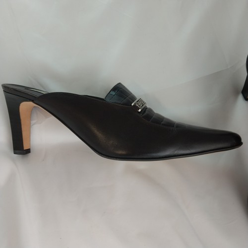 Vintage BRIGHTON Roxi Größe 11M Braun Leder Pfennigabsatz Pantoletten Schuhe Hergestellt in Italien - Bild 11 von 14