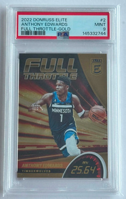 PSA 9 2022-23 Donruss Elite Full Throttle Gold- ANTHONY EDWARDS #05/10