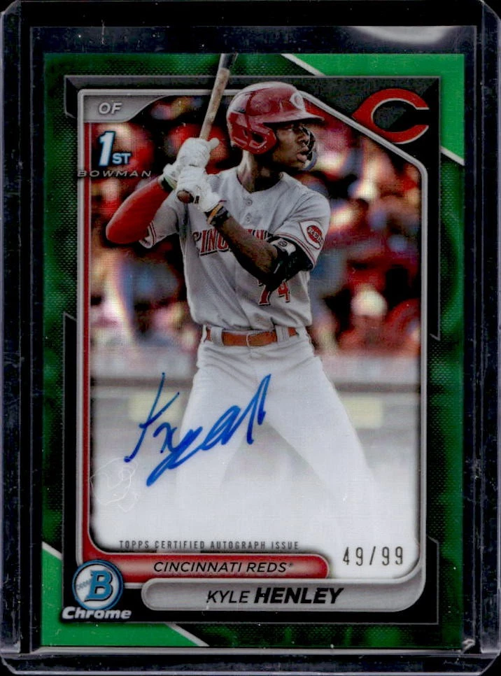 2024 Bowman Chrome Kyle Henley Auto Green Lava Refractor 1st Prospect #49/99
