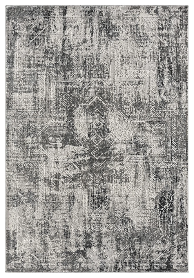 Modern Vintage Boho Area Rug Shiny High Low Pile Transitional Rug Living Room - Image 2 of 4