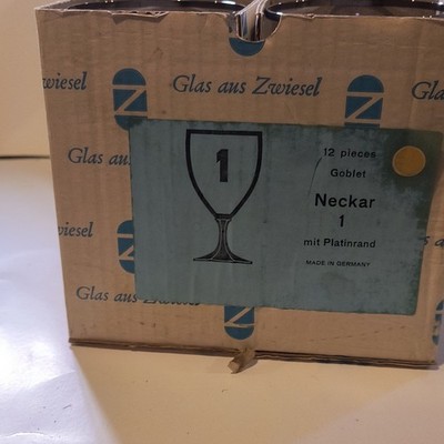 Zwiesel Neckar Stemmed Goblet Wine Glasses Silver Rim Clear Set of 12