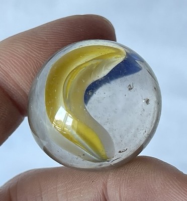 Vintage groß 1 5/32'' ~28,6 mm maschinell hergestellt 6 Flügel KATZENAUGE Marmor #gA108
