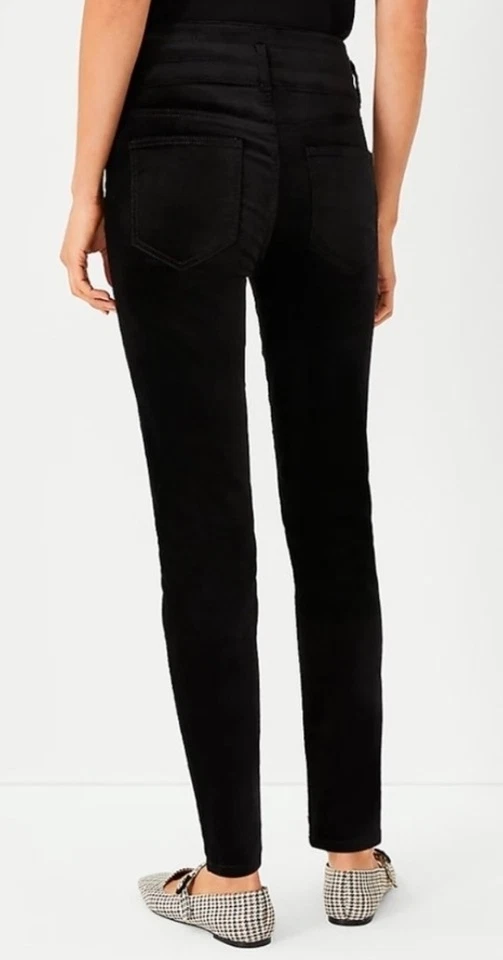 Pantalón para mujer Anne Taylor tiro alto ajustado negro terciopelo talla 4 Foto 2 de 4