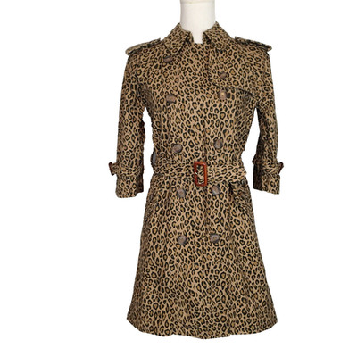 R13 raglan sleeve trench coat jacket leopard print belted double breasted sz XS