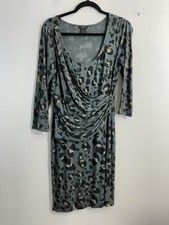 Womans Ann Taylor Midi Wrap Dress Small Scoop Neck Multi Camo Print 3/4 Sleeve