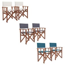 Charles Bentley FSC® 100% Wooden Pair of Folding Directors Chairs - Cream,