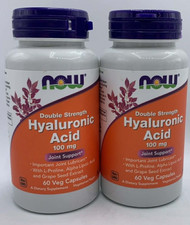 2PK Now Hyaluronic Acid 100 mg Join Support  60 Veg Capsules Each  EXP 5/26