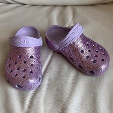 CROCS Kids Glitter Classic Clog in Lavender Purple Size C9