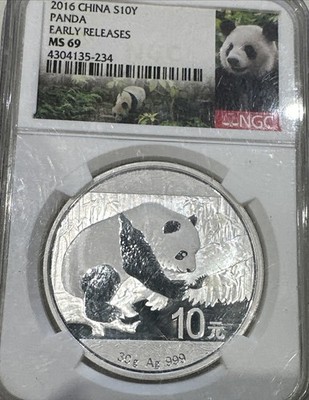 2016 SILVER 10 Yuan PANDA of China NGC MS 69 EARLY RELEASES [2602
