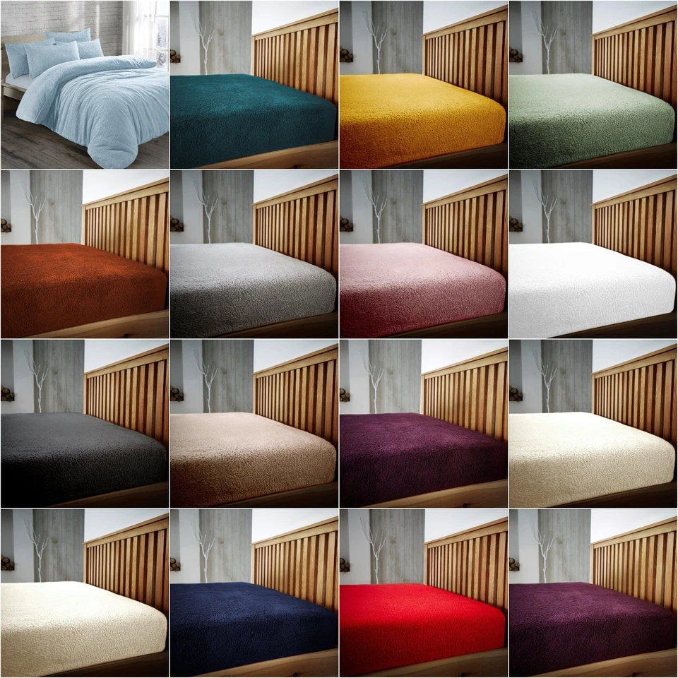 GAVENO CAVAILIA Plain Teddy Fleece Fitted Sheet Thermal Warm Single Double King Size Bed Sheets