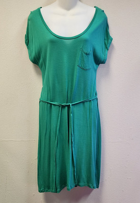 Old Navy Drop Waist T-shirt Dress S Green Casual Tie Waist Jersey Knit Active