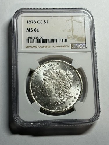 1878-CC Morgan Silver Dollar NGC MS61 Blast White Better Date CC