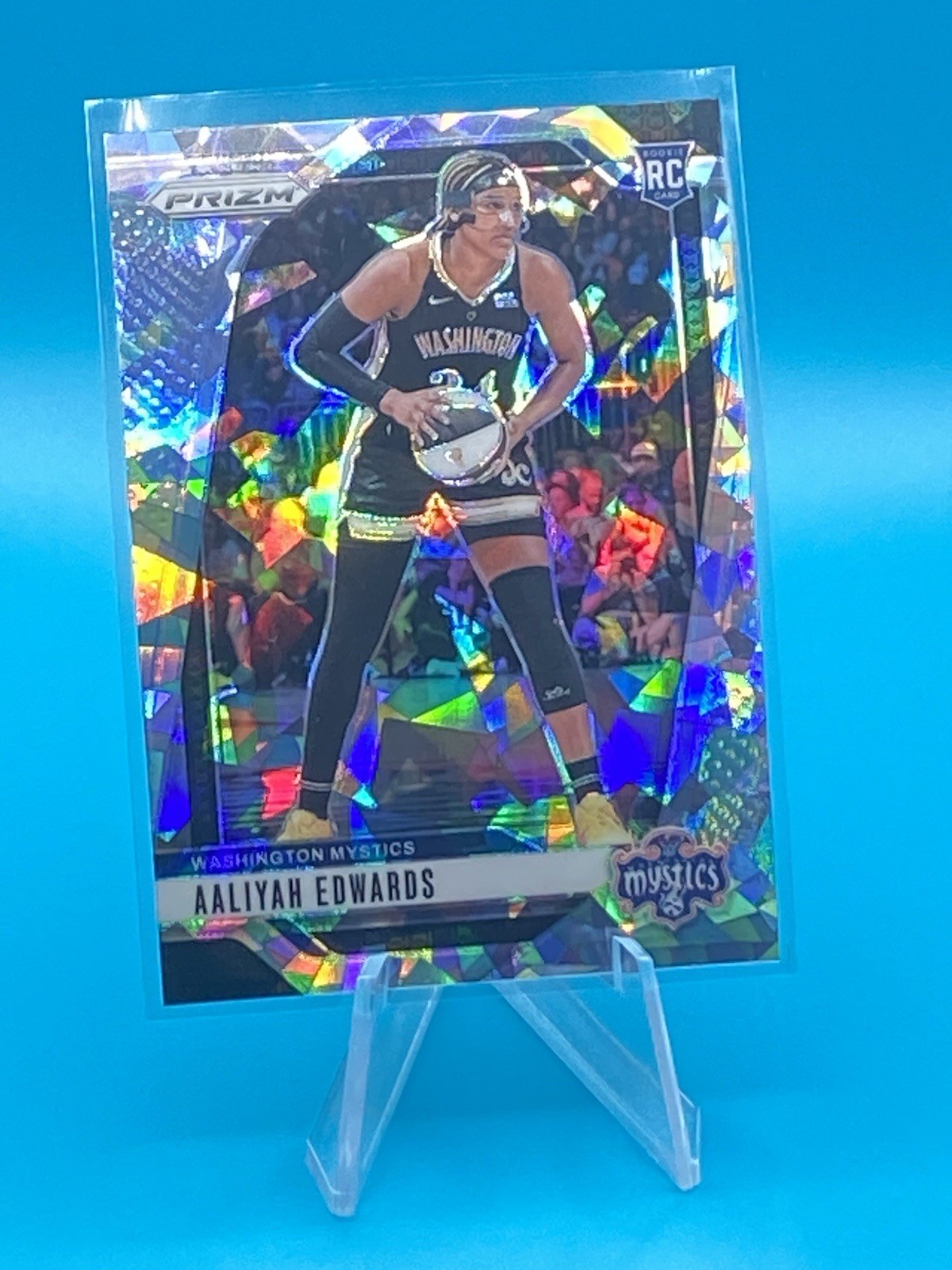 2024 Panini Prizm WNBA #70 Cracked ice Prizm Aaliyah Edwards Mystics
