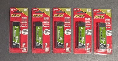 5 Packs OLFA Pro 9mm Blades ABB-50B Snap Off Carbon Steel 9149 250 blades