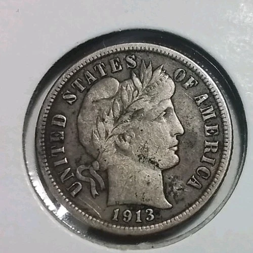 1913 Barber Dime Coin VF/XF Condition