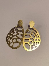 Gold toned  Cutout Design Teardrop Earings