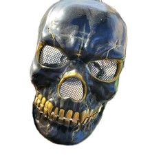 Skeleton Mask Halloween Mouth Open Close Gold And Black Unisex