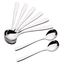 Stainless Steel Round Soup Spoons, 7.6-Inch, Set of 16