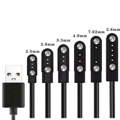 Universal Ladegerät Kabel Für Smartwatch 4Pin Magnetic 7.62mm Spacing Schwarz