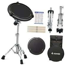  Drum Practice Kit - Snare Stand + 12'' Marching Pad, Drumsticks, Backpack - 