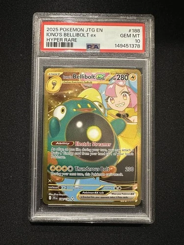 2025 POKEMON JTG EN-JOURNEY TOGETHER HYPER RARE #188 IONO'S BELLIBOLT EX PSA 10