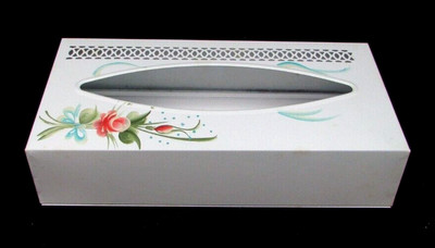 Vintage Wolff Floral Tissuette Tissue Box Cover No. LL80 White NOS (PH)