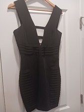 Keepsake Black Sleeveless Pleated low cut Cocktail Dress  Medium