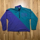 Chaqueta cortavientos vintage BUM Equipment 1/4 cremallera para hombre XL verde azulado púrpura