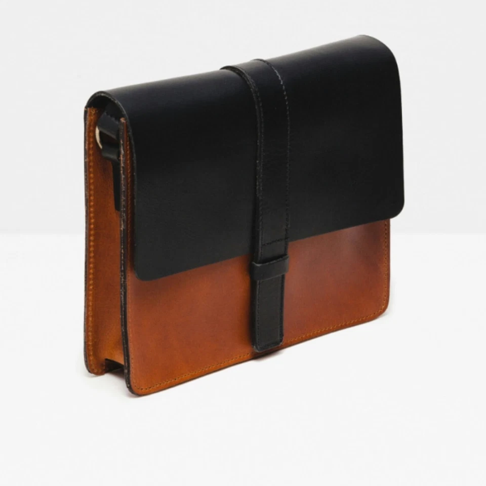 Bolso Bandolera ZARA Dos Tonos Clutch 100% Cuero Premium Foto 4 de 4