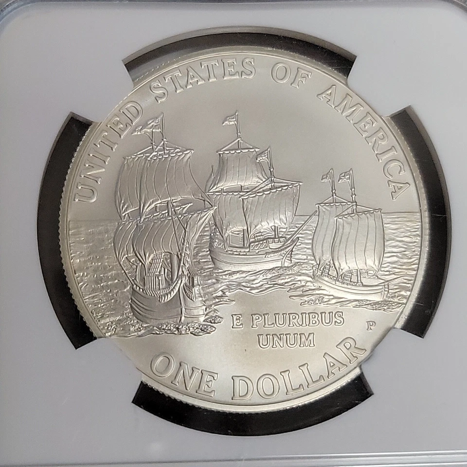 2007 P Jamestown 400th Anniversary Commemorative Unc. Silver Dollar - NGC MS70 - Image 4 of 4
